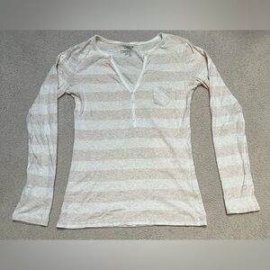 Old Navy Beige Striped Long Sleeve Tee